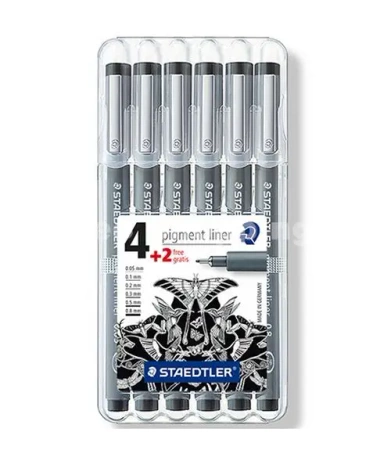 Pisak z atramentem pigmentowym Staedtler 6 sztuk, 6 grubości - Staedtler