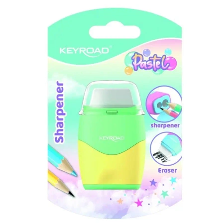 Temperówka plastikowa z gumką pastel podwójna MIX - Keyroad