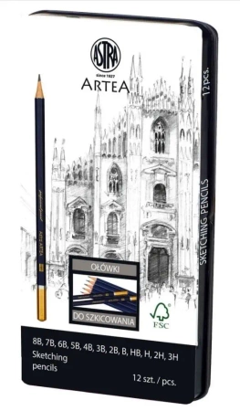 Zestaw ołówków do szkicowania Artea 12szt ASTRA - ASTRA papiernicze