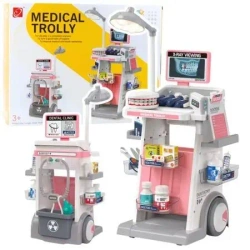 Zestaw doktor wózek medyczny różowy 26el - Leantoys
