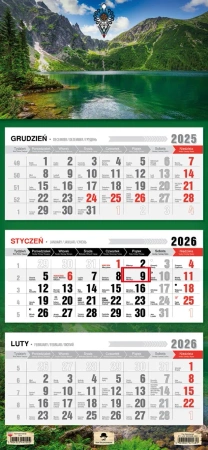 Kalendarz 2026 trójdzielny Morskie oko KT1–V.62 - Pan Kalendarzyk