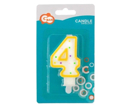 Świeczka cyfra 4 z kropeczkami 7.5cm - Godan