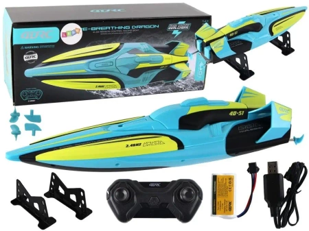 Łódź R/C 2.4G wodoodporna żółto-turkusowa - Leantoys