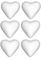 Ozdoby styropianowe 70 mm, serca (6 sztuk)