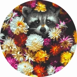 Malowanie po numerach okrągłe - Szop w kwiatach 40 - Twoje Hobby