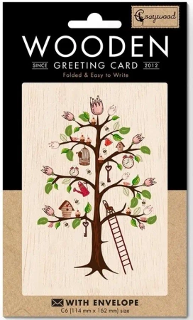 Karnet drewniany C6 + koperta Drzewo życia - Cozywood