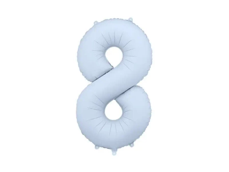 Balon foliowy cyfra 8 86cm mglisty niebieski - PartyDeco