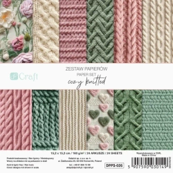 Zestaw papierów cozy knitted 15,2x15,2cm 24 kartki - Dalprint dpCraft