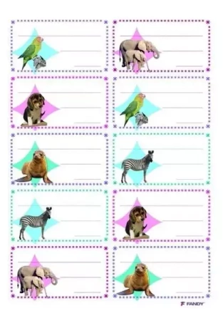 Naklejki na zeszyty 06 - Zwierzątka 10szt - Fandy