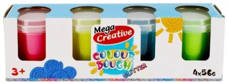 Masa plastyczna 4 kolory brokatowa tuba - Mega Creative