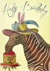 Karnet B6 z kopertą Urodziny Zebra w kapeluszu - Madame Treacle