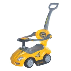 Jeździk z rączką 3w1 Mega Car żółty - Baby Mix