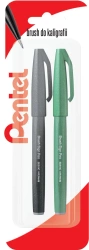 Pisak/pędzelek do kaligrafii SES15 czarny zielony - PENTEL