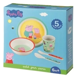 Zestaw naczyń i sztućców 5el Świnka Peppa - Petit Jour Paris