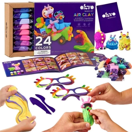 Zestaw lekkiej ciastoliny piankolina 24 kolory - Okto