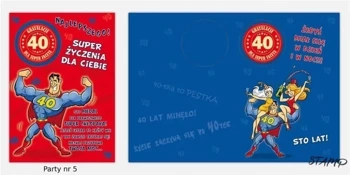 Karnet Party naklejany B6+koperta Urodziny 40 wz05 - Stamp