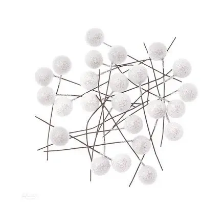 Owoce ostrokrzewu białe brokat 1,2cm 24szt - Dalprint dpCraft