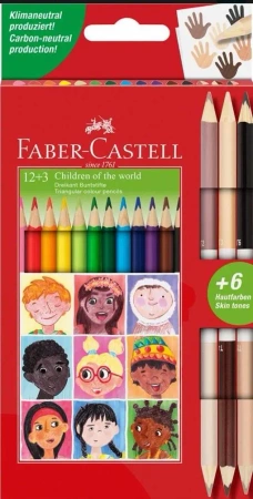 Kredki trójkątne Children of the World 12+3 kol. - Faber Castell
