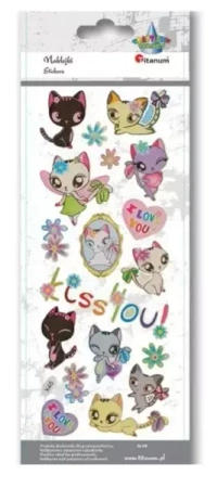 Naklejki wypukłe miękkie koty, serca, kwiaty 20szt - Titanum