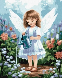 Malowanie po numerach - Anioł w ogrodzie 40x50cm - Ideyka