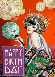 Karnet B6 z kopertą Urodziny Kobieta z wachlarzem - Madame Treacle