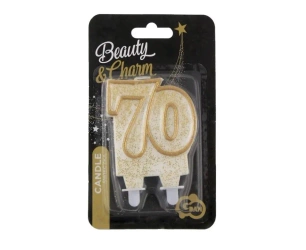 Świeczka liczba 70 urodziny złoty kontur - Godan