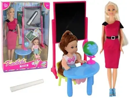 Lalka nauczycielka z uczennicą + akcesoria - Leantoys