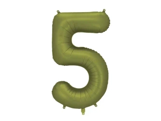 Balon foliowy cyfra 5 86cm oliwkowy - PartyDeco