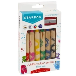 Kredki ołówkowe Jumbo 6 kol. z temperówką - STARPAK