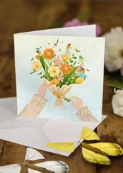 Karnet duży z 2 latającymi motylkami Bukiet - Cozywood