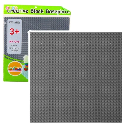 Płyta do budowania z klocków szara 25,5x25,5cm - Leantoys