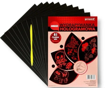 Wydrapywanka hologramowa A5 czerwona - Penword
