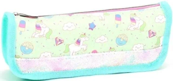 Piórnik tuba mała Jednorożce brokat seledyn - Fresh