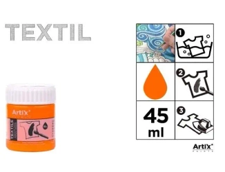 Farba do tkanin pomarańczowa 45ml (6szt) - Artix