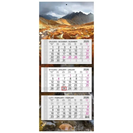 Kalendarz 2026 trójdzielny główka płaska Tatry - EV-Corp