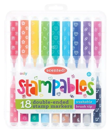 Flamastry pachnące ze stempelkami Stampables 18kol - Kolorowe Baloniki