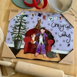 Szklana deska ozdobna Crazy Cat Lady Kociara Święt - Alex Clark