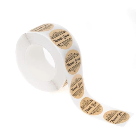 Naklejki na rolce thank you kraftowe 500szt - Dalprint