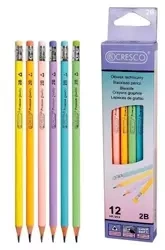 Ołówek trójkątny 2B z gumką Pastel 12szt. - Cresco