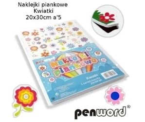 Naklejki piankowe kwiatki 20x30cm 5szt - Penword