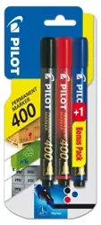 Marker Permamentny okrągła końcówka Sca-400 Set 2+1 Pilot (czarny/czerwony/niebieski)