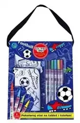 Kreatywne kolorowanie - Zestaw: Etui na tablet i telefon football + 6 markerów - STNUX