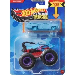 Hot Wheels Monster Trucks Pojazd 1:64 + Autko - Mattel