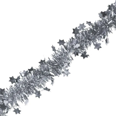 Łańcuch z gwiazdkami/ śnieżynkami srebrny 200cm - Arpex