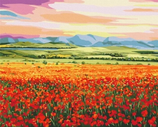 Malowanie po numerach BRUSHME 40x50 cm Zachód Słońca nad Polem Kwiatów
