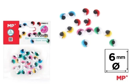 Oczy ruchome samoprzylepne kolorowe 6mm - MP Main Paper