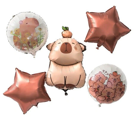 Balony foliowe matowe kapibara - gwiazdka 5szt - Dalprint dpCraft