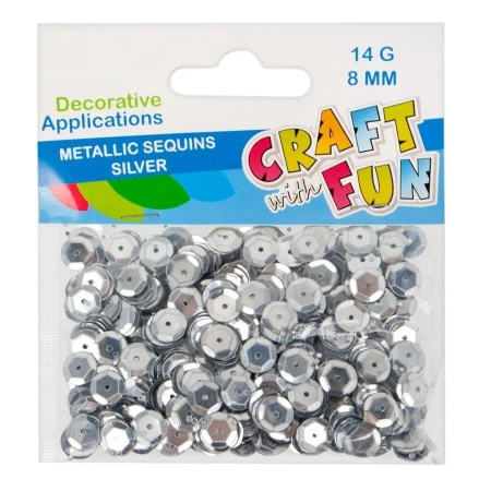 Cekiny metaliczne kółka 8mm srebrne - Craft with Fun
