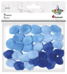 Pompony akrylowe 25mm niebieskie 30szt. - Titanum