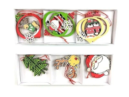 Zestaw zawieszek świątecznych drewniane MIX - ADAR